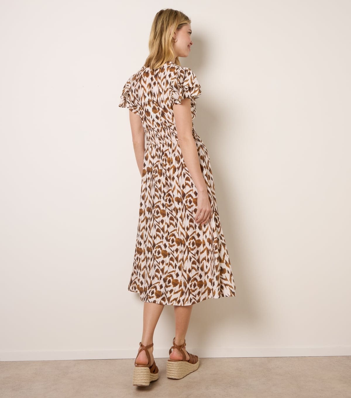 Blue Vanilla Women's Light Brown Abstract Print Midi Dress Blue Vanilla New Look - 4