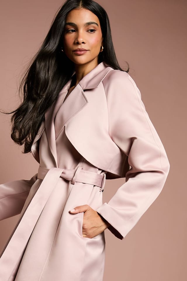Coast Coast Women's Blush Satin Occasion Belted Trench Coat - 2