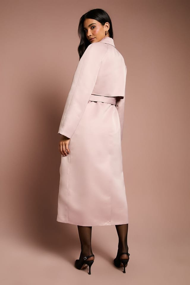 Coast Coast Women's Blush Satin Occasion Belted Trench Coat - 3