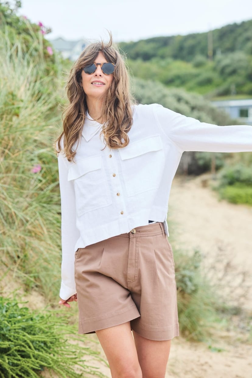 Lily & Me Lily & Me Women's Grasslands Linen Blend Jacket in White - 1