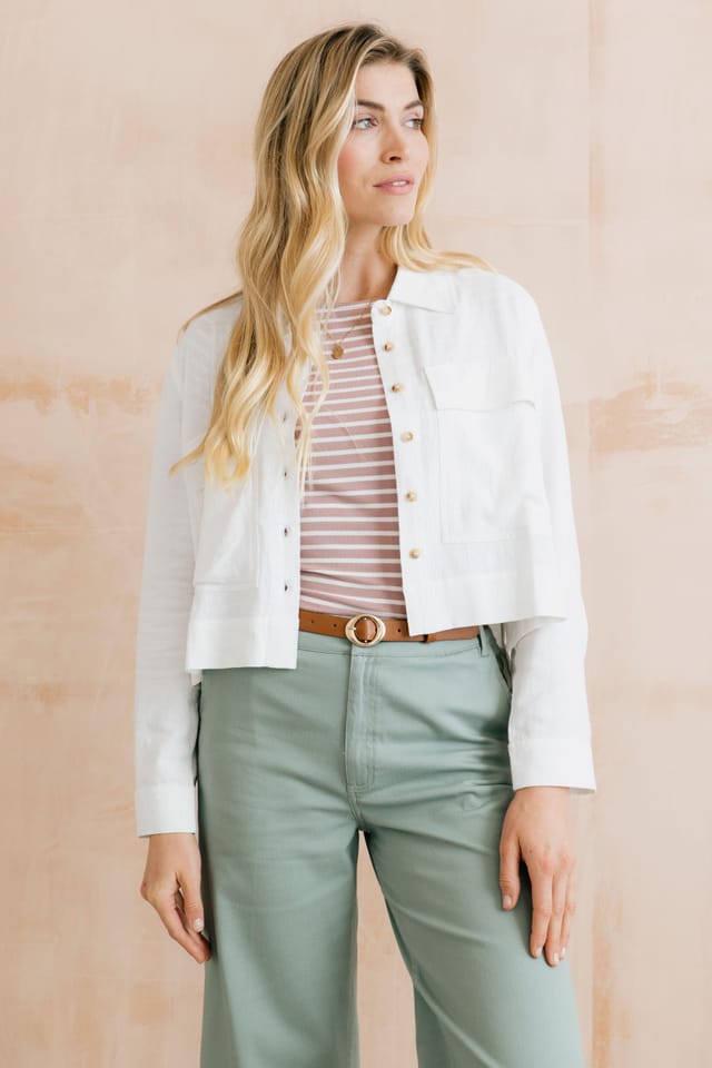 Lily & Me Lily & Me Women's Grasslands Linen Blend Jacket in White - 2