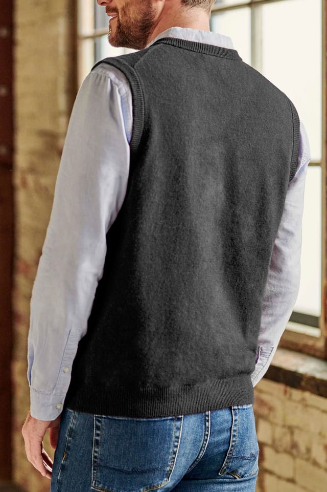 WoolOvers WoolOvers Men's Cashmere & Merino Slipover Mens in Black - 2