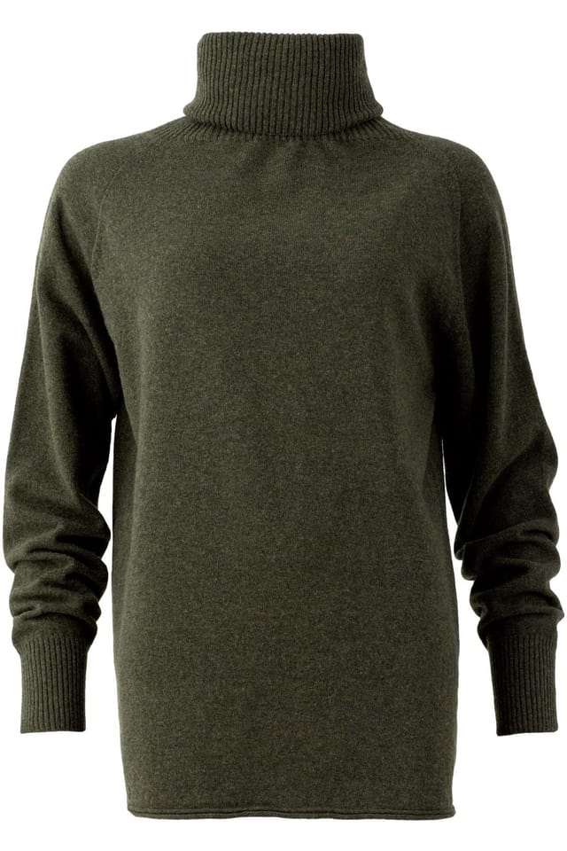 Celtic & Co Celtic & Co Women's Geelong Wool Slouch Turtleneck Sweater in Dark Olive - 2