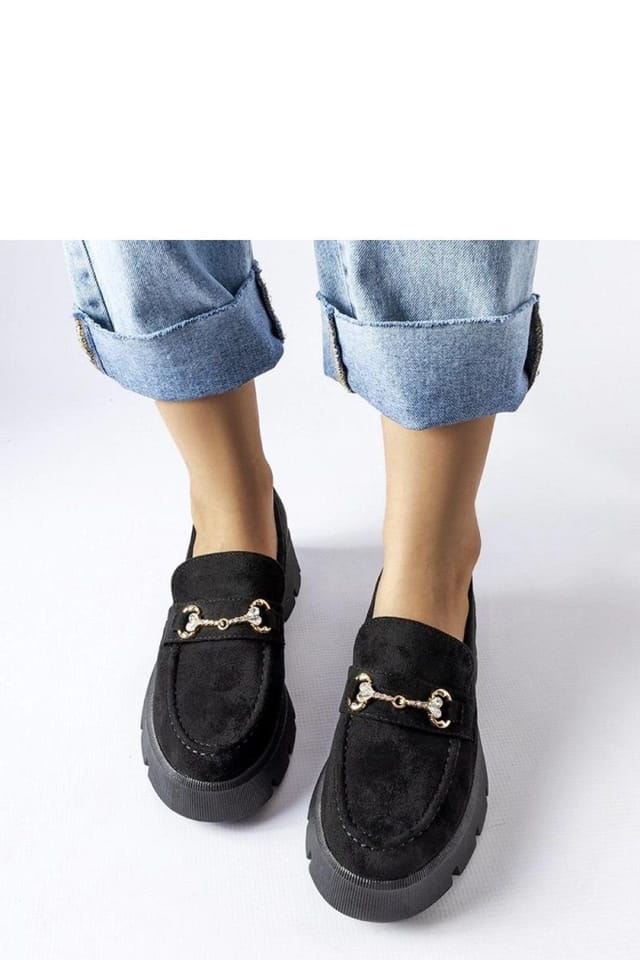 Love Lace Love Lace Women's Elegant Summer Slip On Loafers with Buckle & Rhinestones in Black - 3