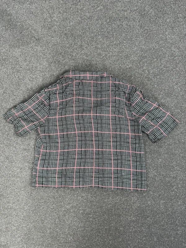 Miss Selfridge Miss Selfridge Checked Pink Grey Cropped Shirt UK 10 | Short Sleeve Top. RRP: £28