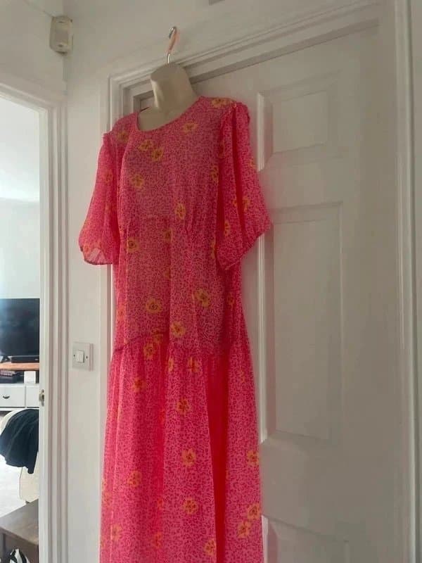 Never Fully Dressed Never Fully Dressed pink maxi semi sheer  summer dress size 24
