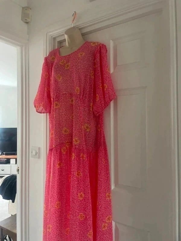 Never Fully Dressed Never Fully Dressed pink maxi semi sheer summer dress size 24 - 1