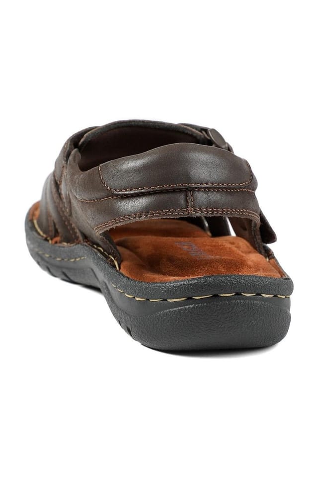 Pavers Pavers Men's Leather Buckle Fastening Sandals in Dark Brown - 3