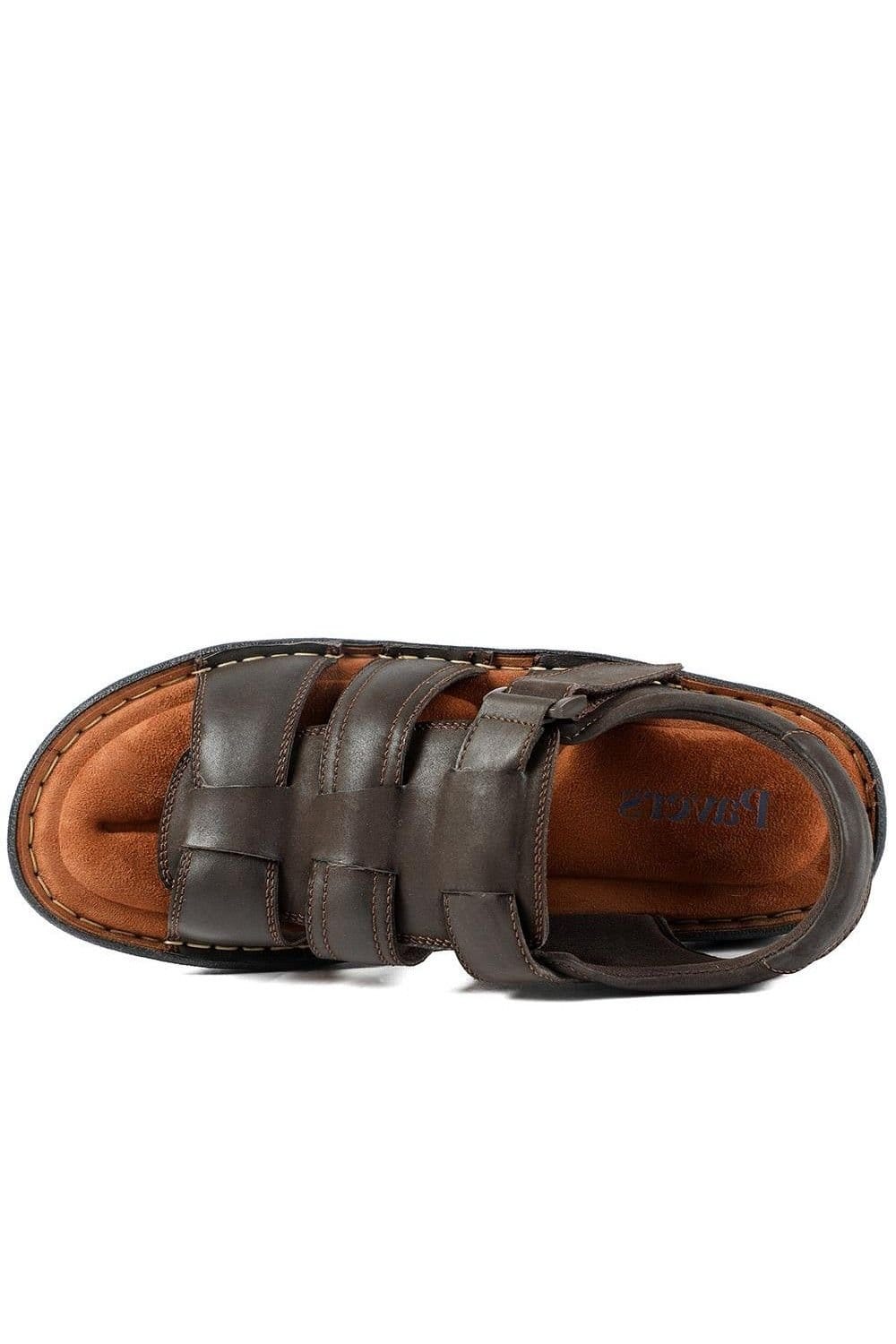 Pavers Pavers Men's Leather Buckle Fastening Sandals in Dark Brown - 4