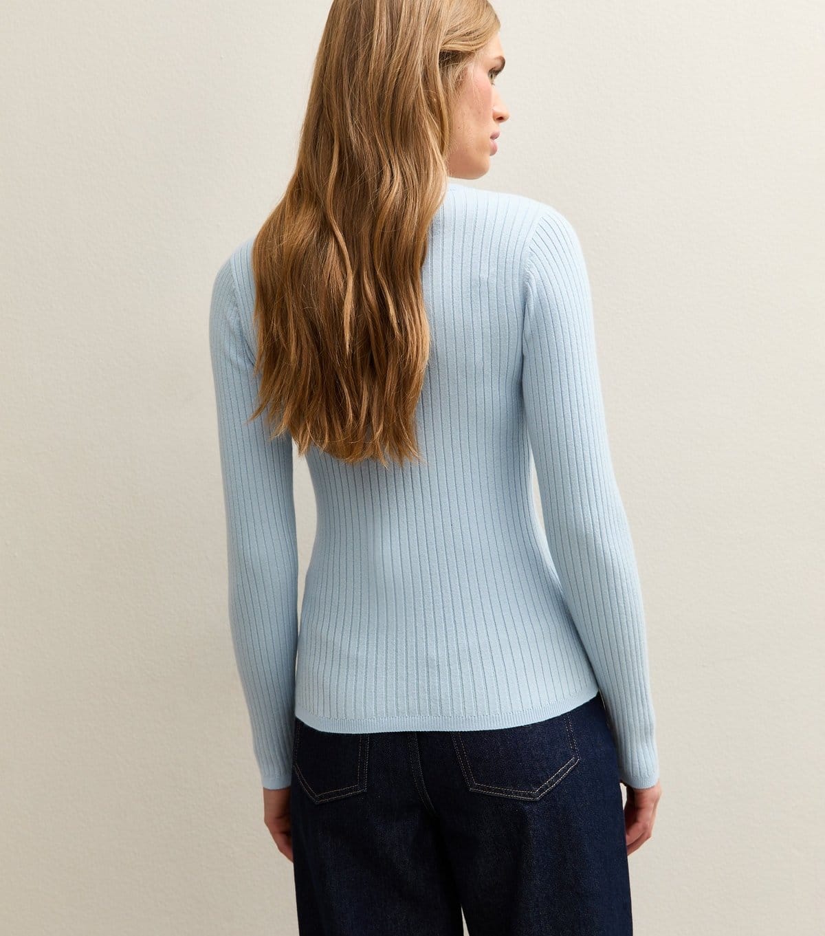 New Look Women's Blue Lightweight Ribbed Knit Button Placket Jumper New Look - 4