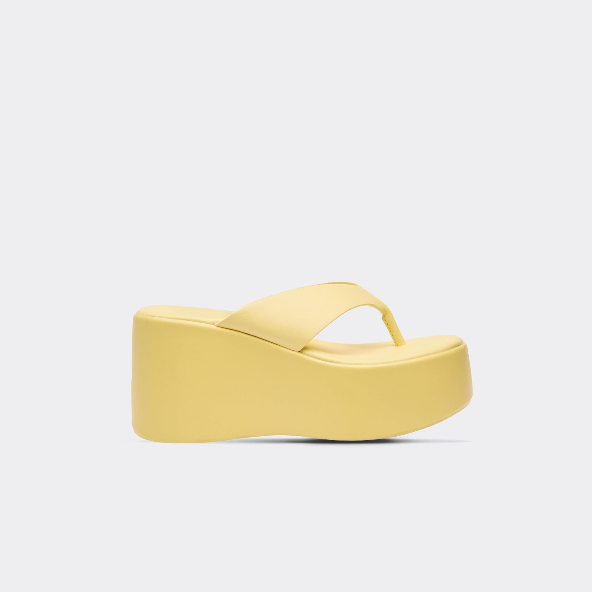 EGO Carina Thong Strap Chunky Platform Sole Sandal In Yellow Faux Leather, Women's Size UK 3