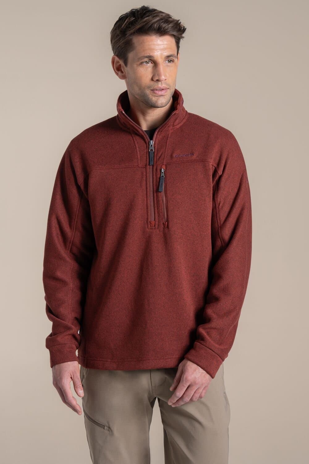 Craghoppers Craghoppers Men's Torney Half-Zip Knit-Look Insulating Active Fleece in Red