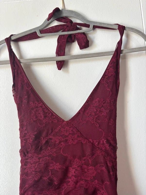 Pink Vanilla Pink vanilla burgundy red lace ruffle playsuit 4 6
