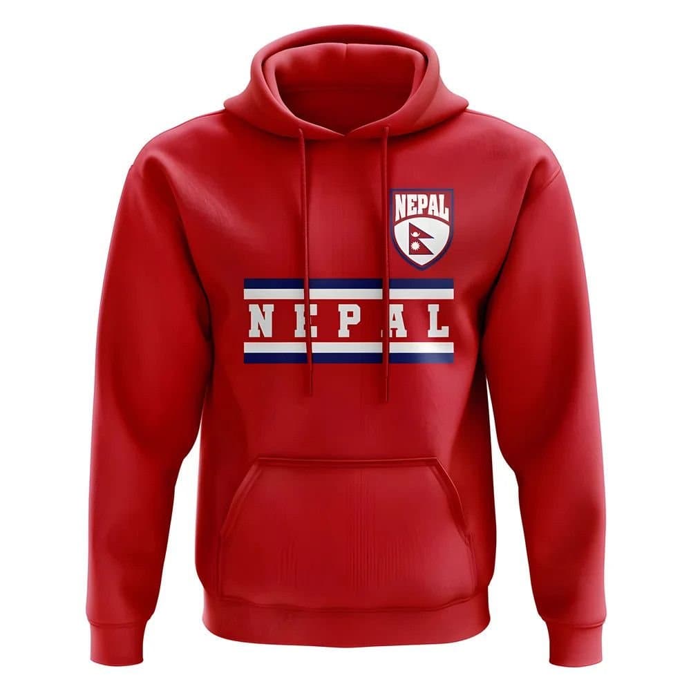 Nepal Nepal Men's Personalised Core Football Country Hoody in Red