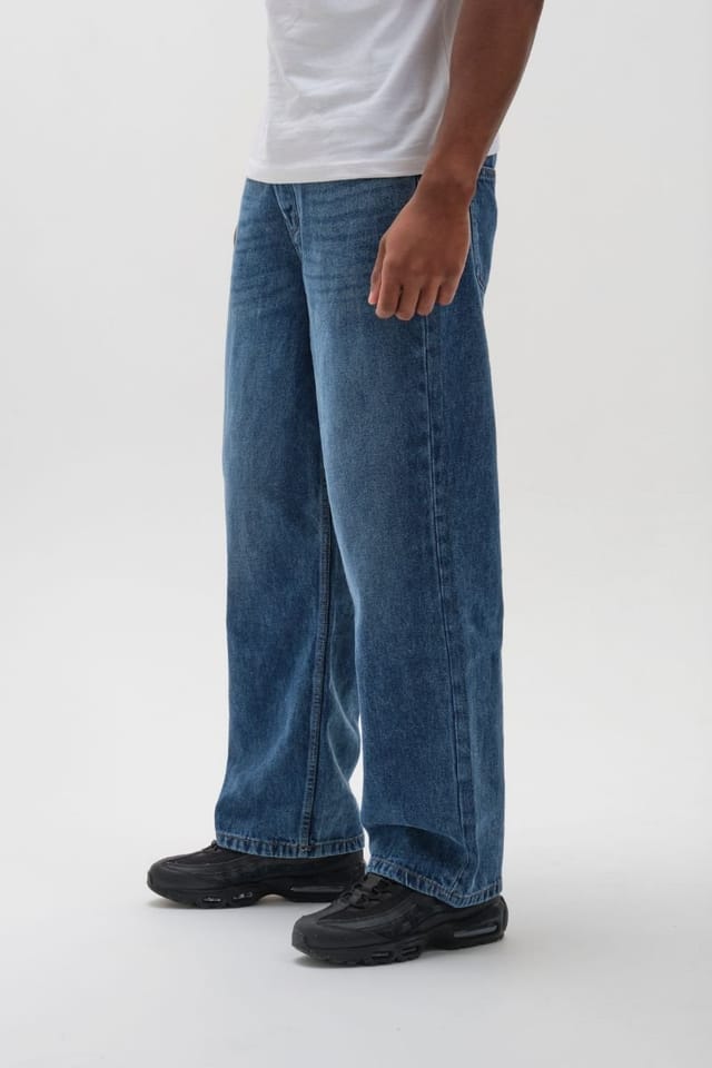 BCouture BCouture Men's Loose Fit Rigid Denim Jeans in Dark Blue - 2