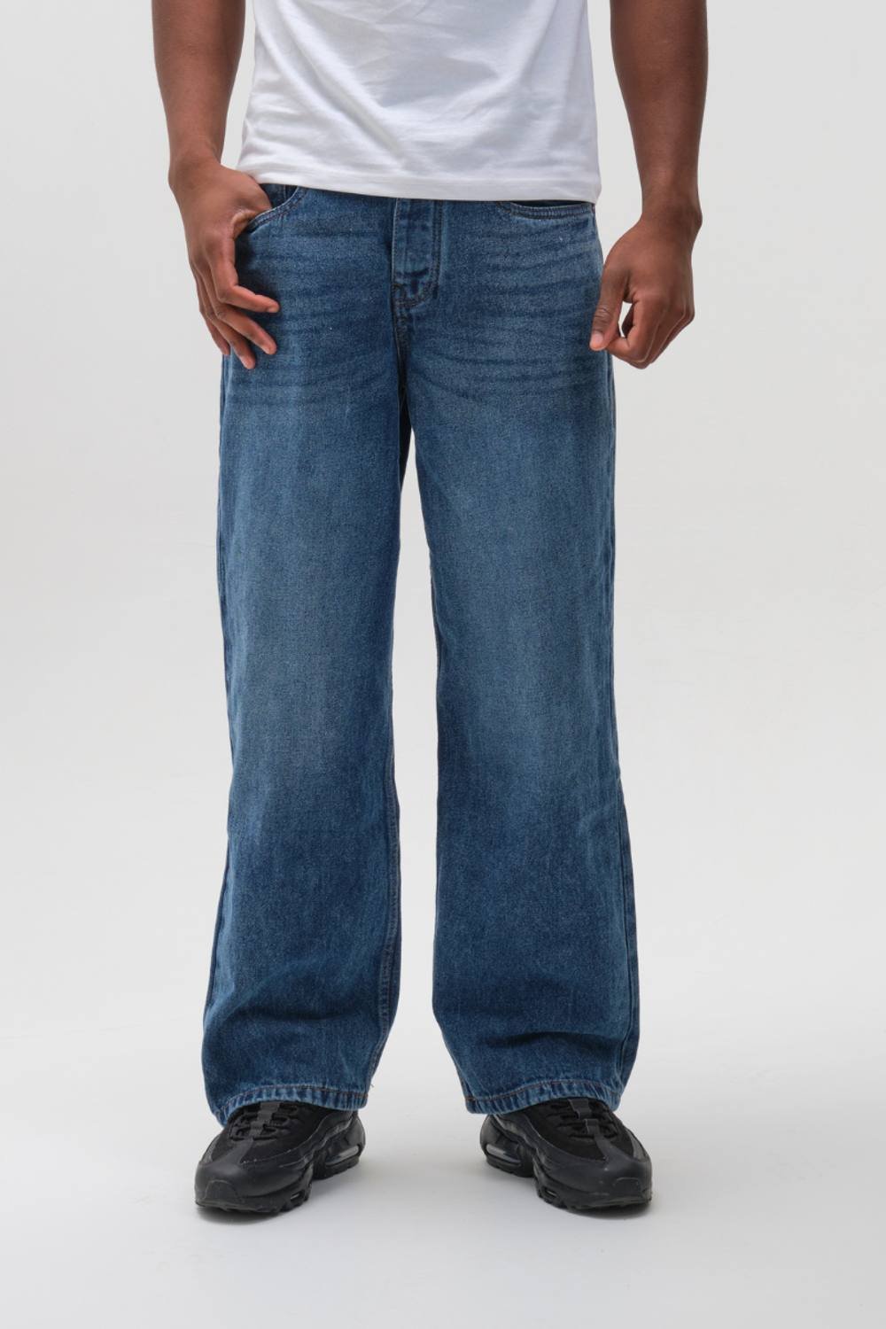 BCouture BCouture Men's Loose Fit Rigid Denim Jeans in Dark Blue - 3