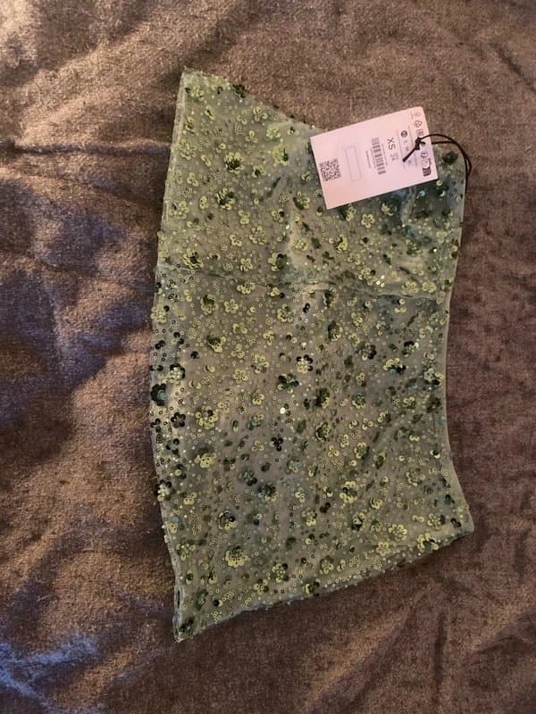 Bershka Green Sequin Skirt