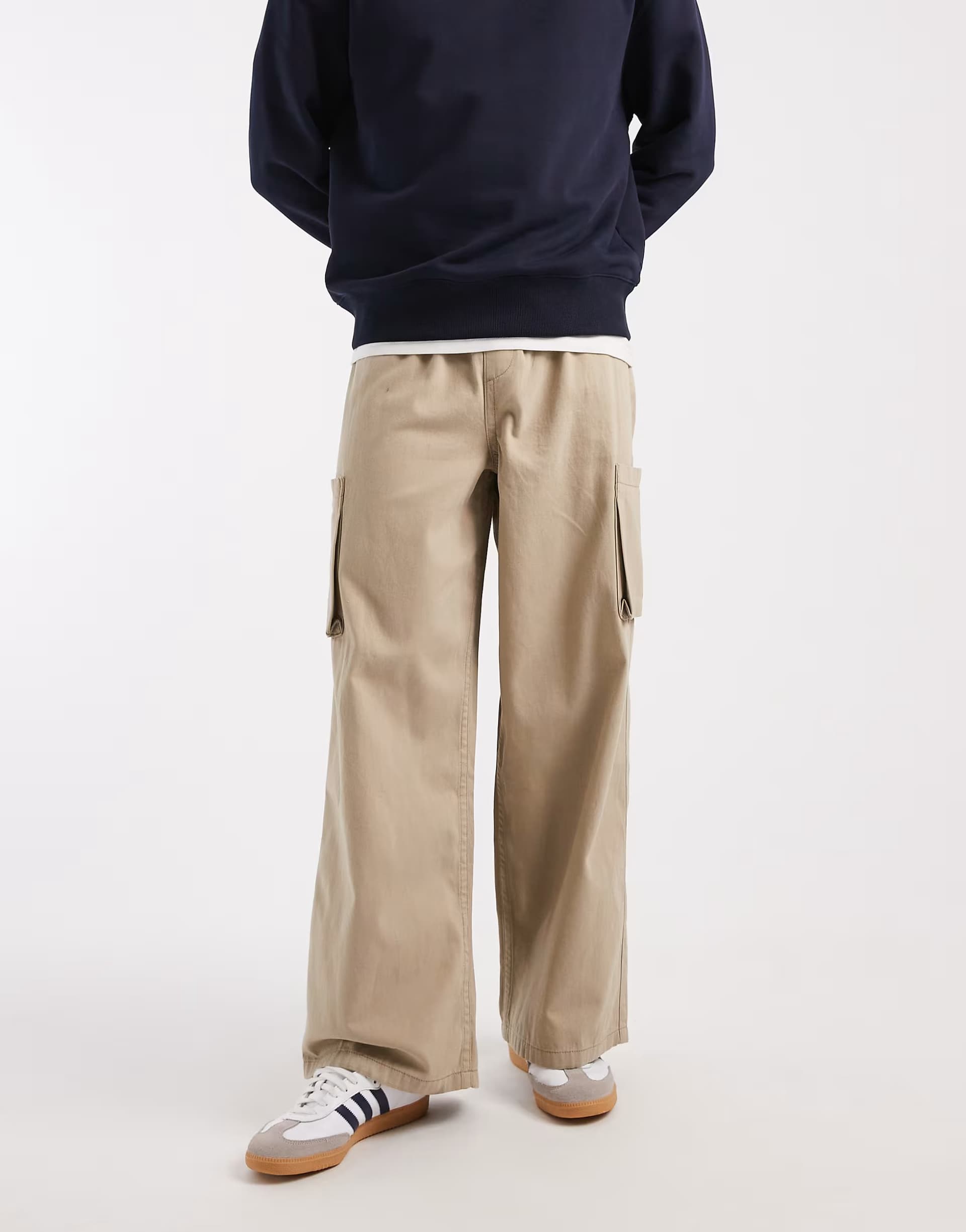 ASOS ASOS DESIGN loose pull on cargos in beige