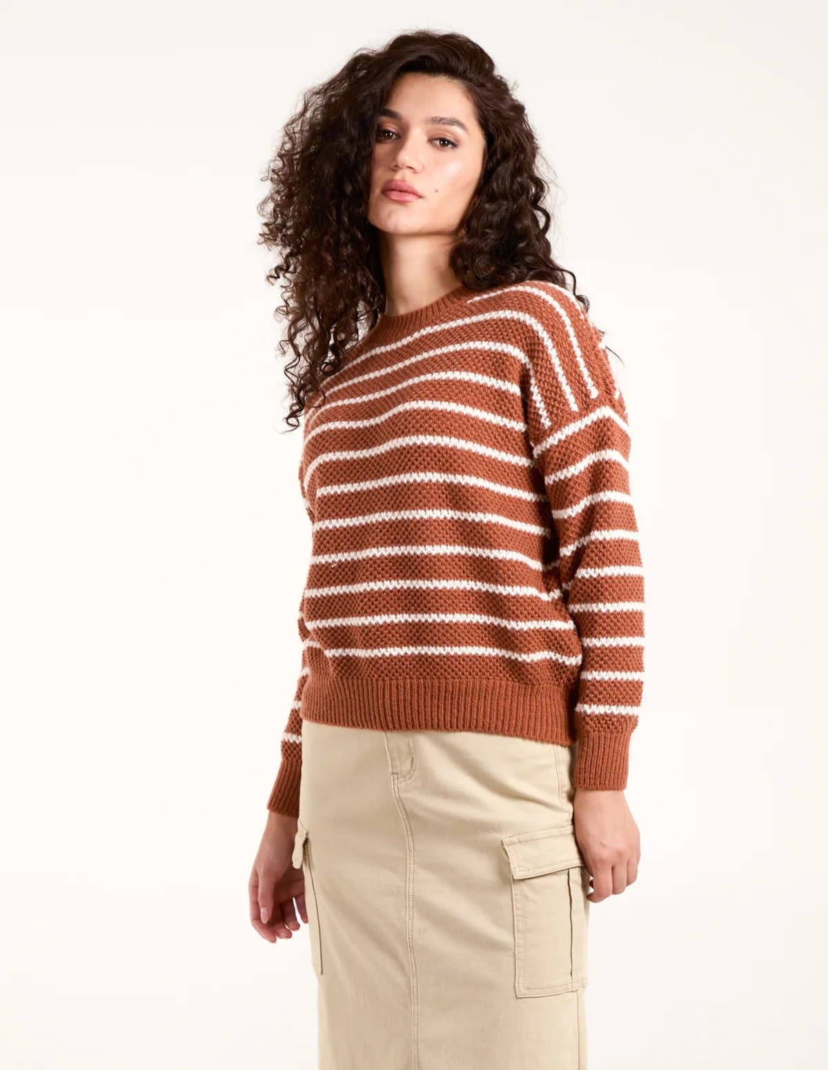 Blue Vanilla Textured Stripe Jumper