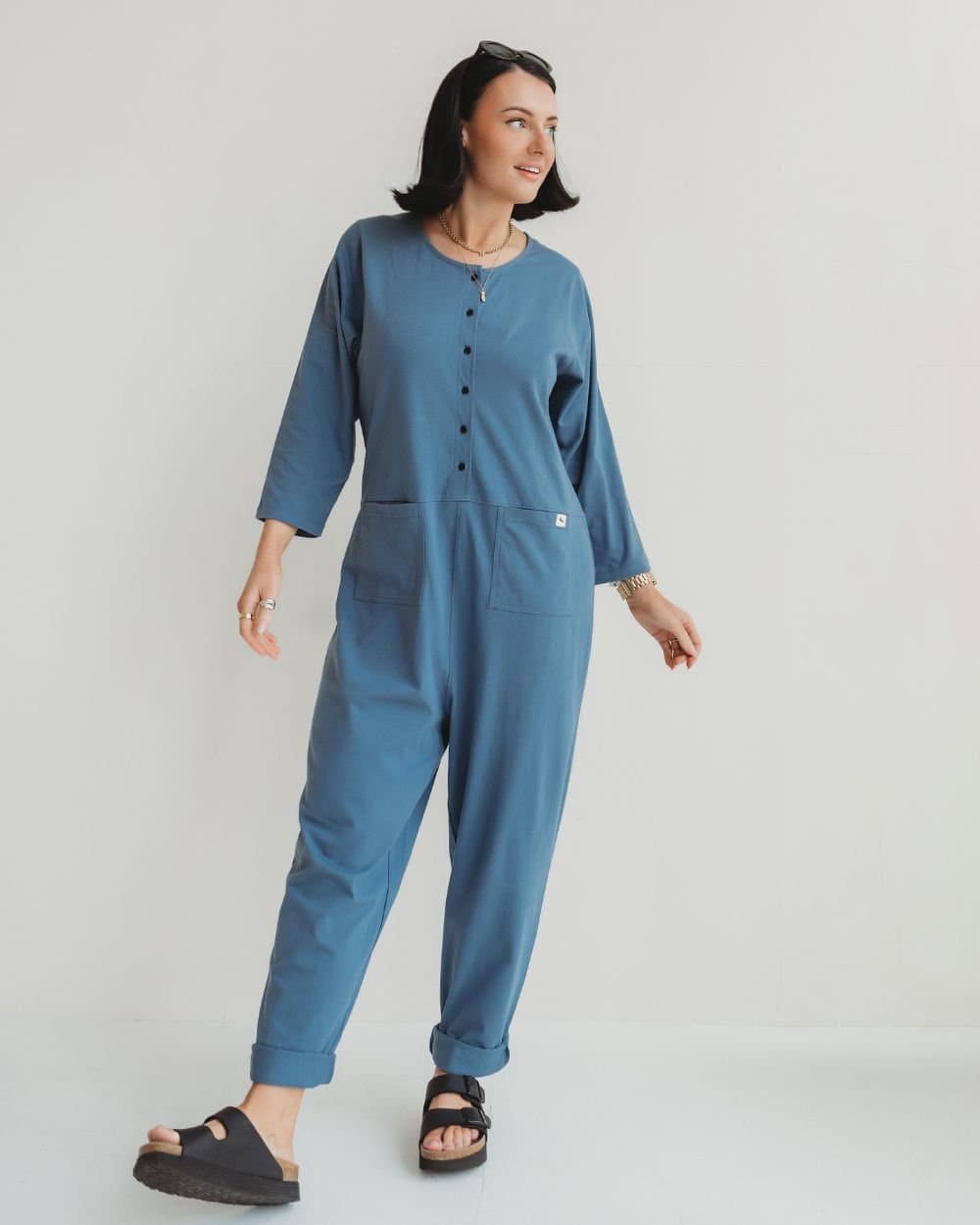 Turtledove London Turtledove London Women's Mila Blue Long Sleeve Jumpsuit