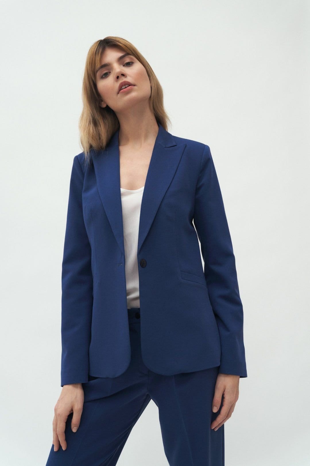 Love Lace Love Lace Women's Classic Single Button Fitted Blazer in Blue - 1