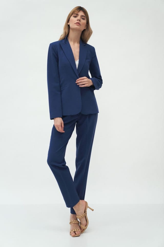 Love Lace Love Lace Women's Classic Single Button Fitted Blazer in Blue - 2