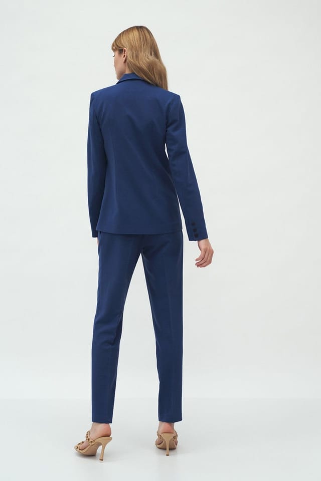Love Lace Love Lace Women's Classic Single Button Fitted Blazer in Blue - 3