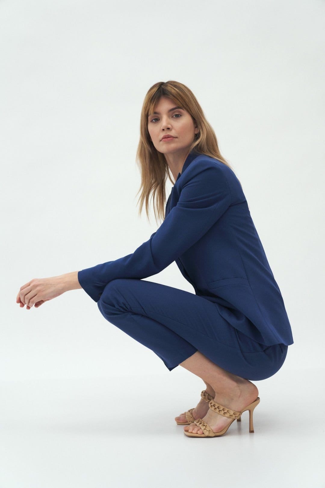 Love Lace Love Lace Women's Classic Single Button Fitted Blazer in Blue - 4