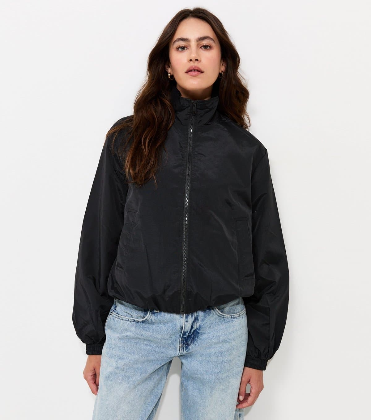 New Look Women's Black Zip Through Funnel Windbreaker Jacket New Look