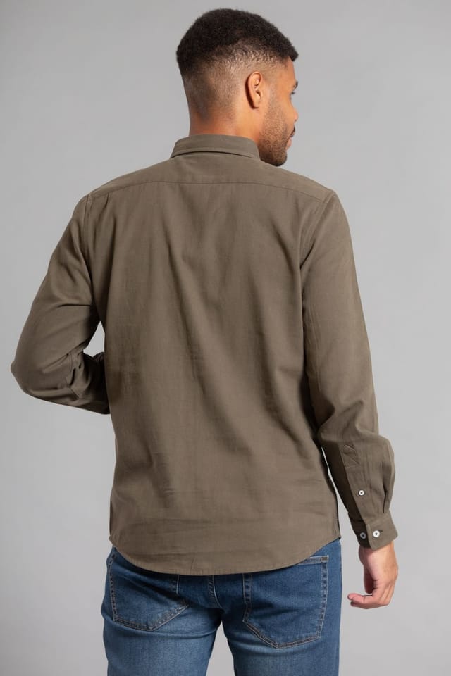 Tokyo Laundry Tokyo Laundry Men's Cotton Oxford Long Sleeve Shirt in Khaki - 2