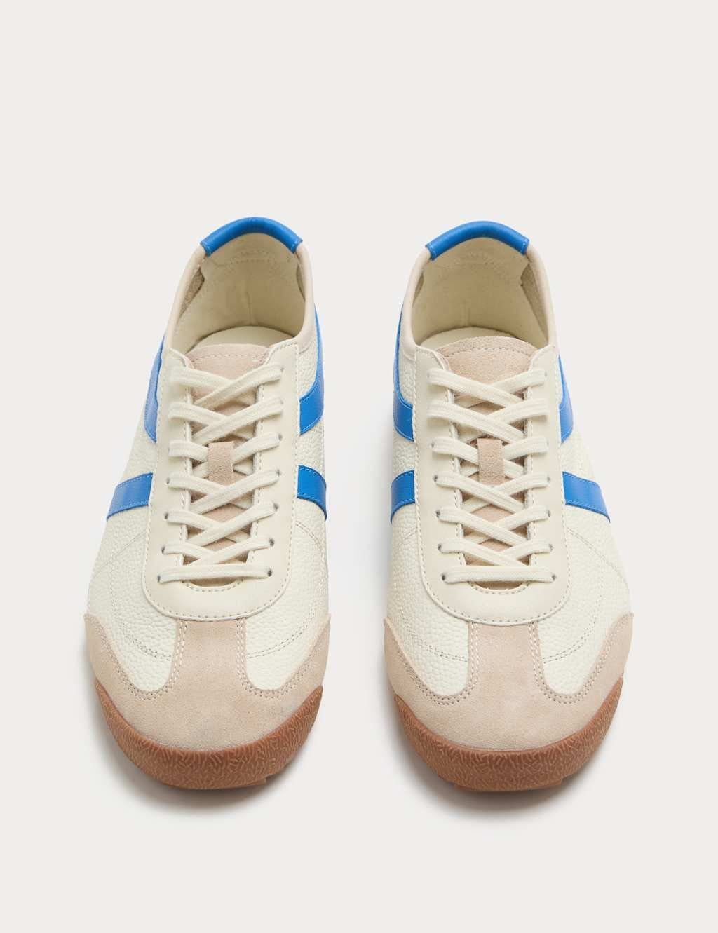 Marks & Spencer M&S Slimline Leather Trainers Blue Mix - 1