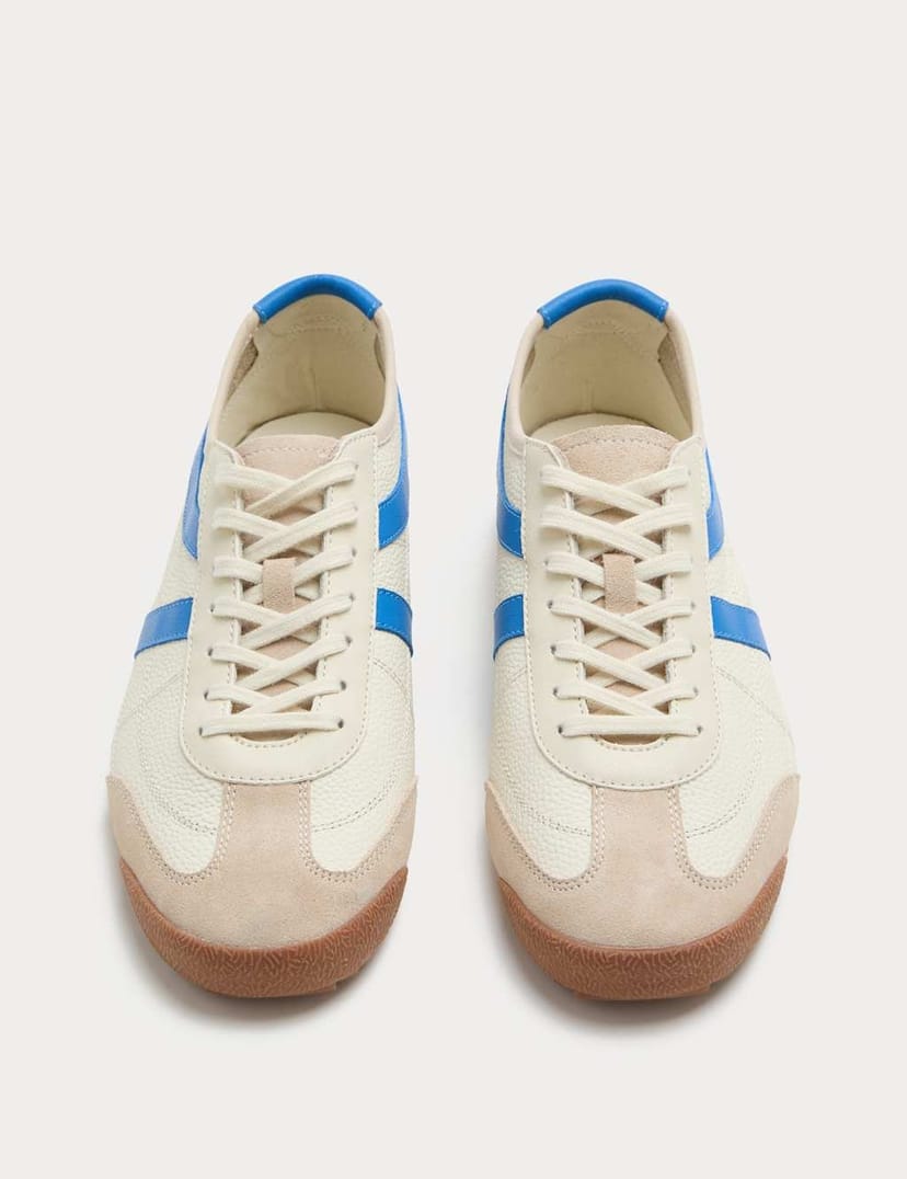 Marks & Spencer M&S Slimline Leather Trainers Blue Mix - 1