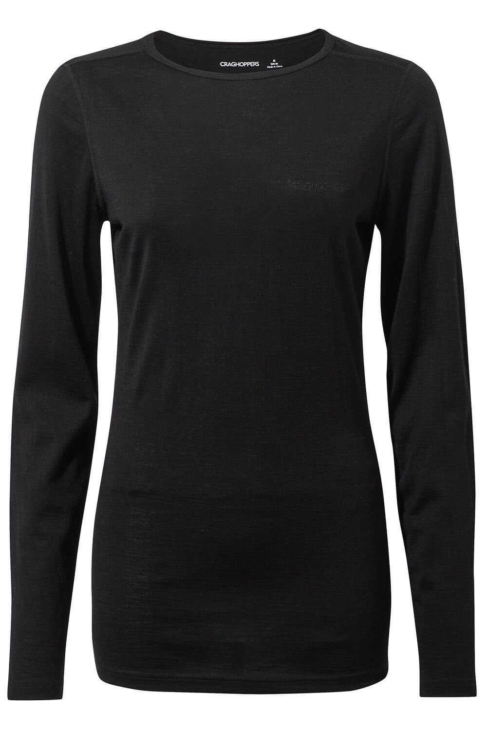 Craghoppers Craghoppers Women's Wool-Blend 'Merino II' Long-Sleeve Baselayer Top in Jet Black