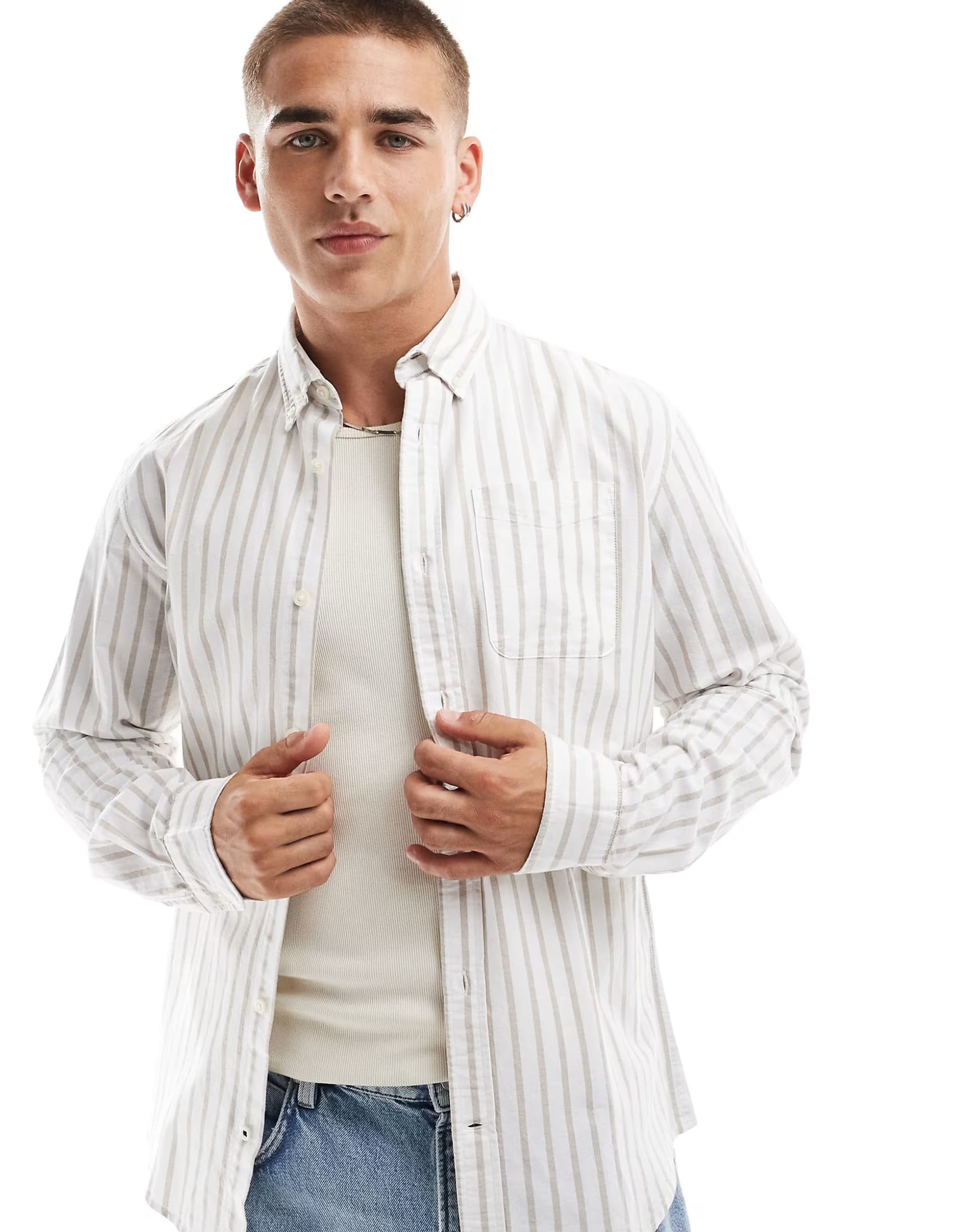 ASOS Jack & Jones shirt with beige stripe
