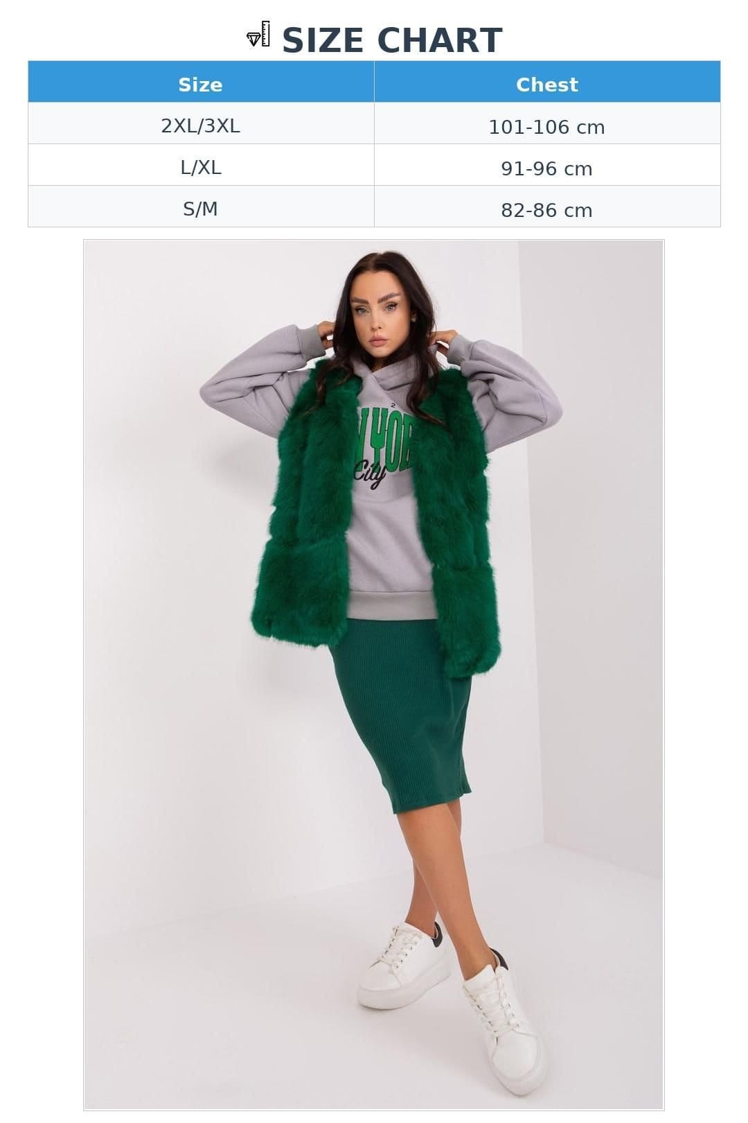 Love Lace Love Lace Women's Soft Polyester Faux Fur Vest with Pockets Style 186710 in Green - 4