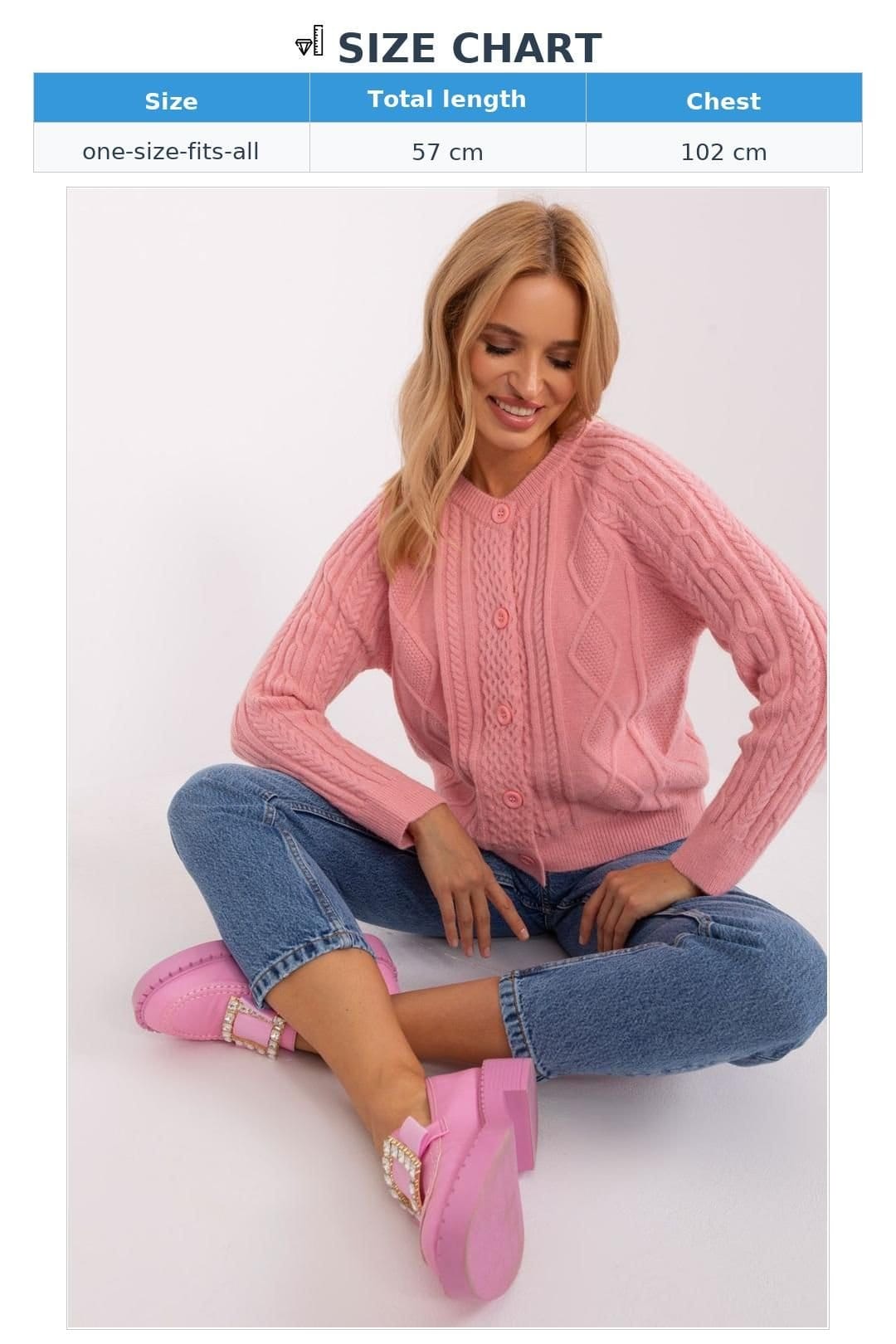 Love Lace Love Lace Women's Variegated Button Front Round Neck Cardigan in Pink - 4