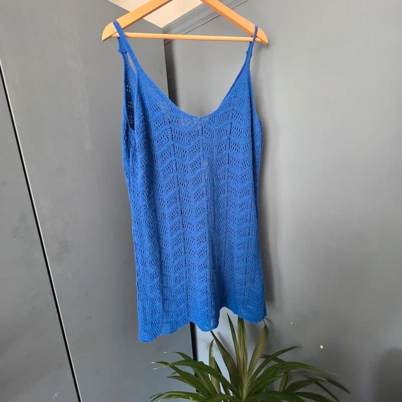 New Look New Look Cobalt Blue Crochet Beach Cover-Up | Dopamine Dressing