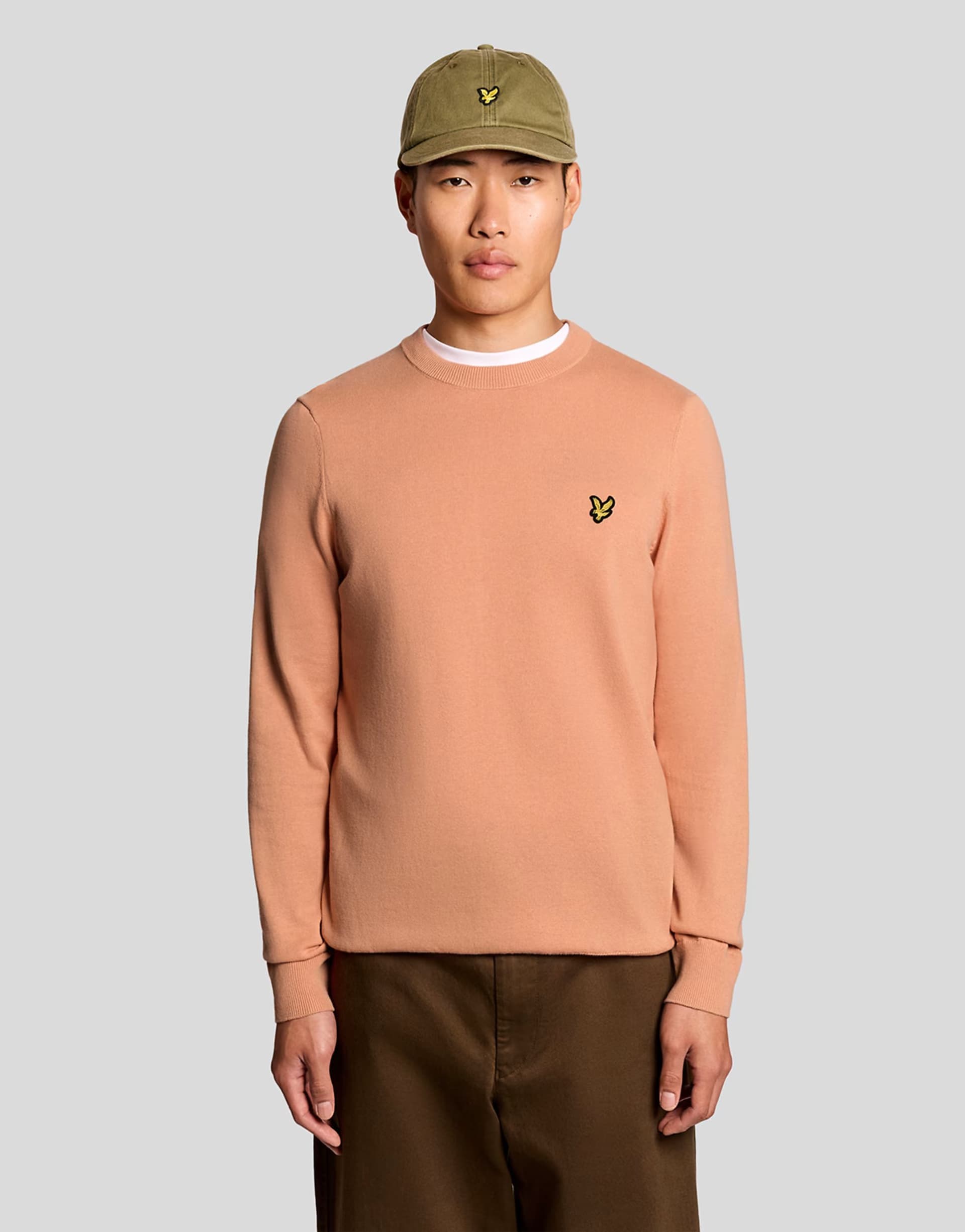 ASOS Lyle & Scott Mid knits cotton crew neck jumper in y177 terracotta pot
