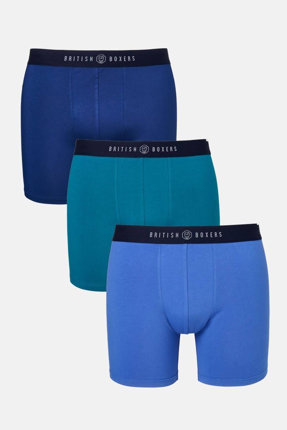 British Boxers British Boxers Men's Pack of Three "Summertime Blues" Cotton Stretch Trunks - 4