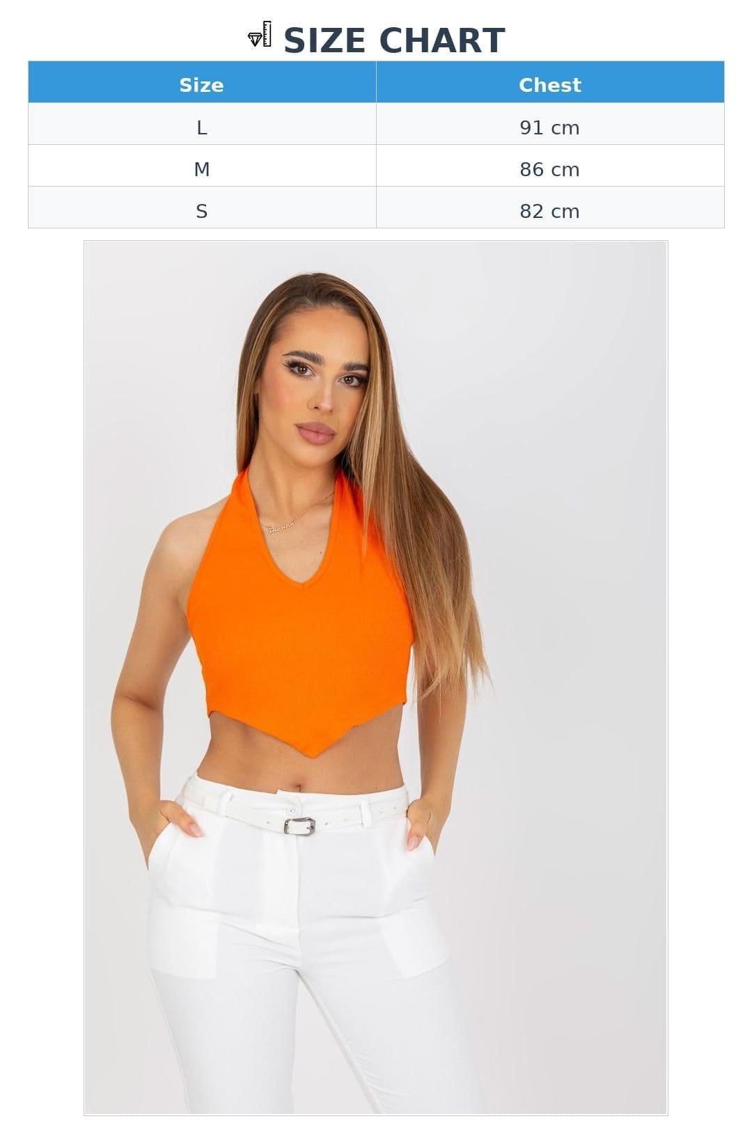 Love Lace Love Lace Women's Ribbed Cotton Pullover Short Top for Summer in Orange - 4