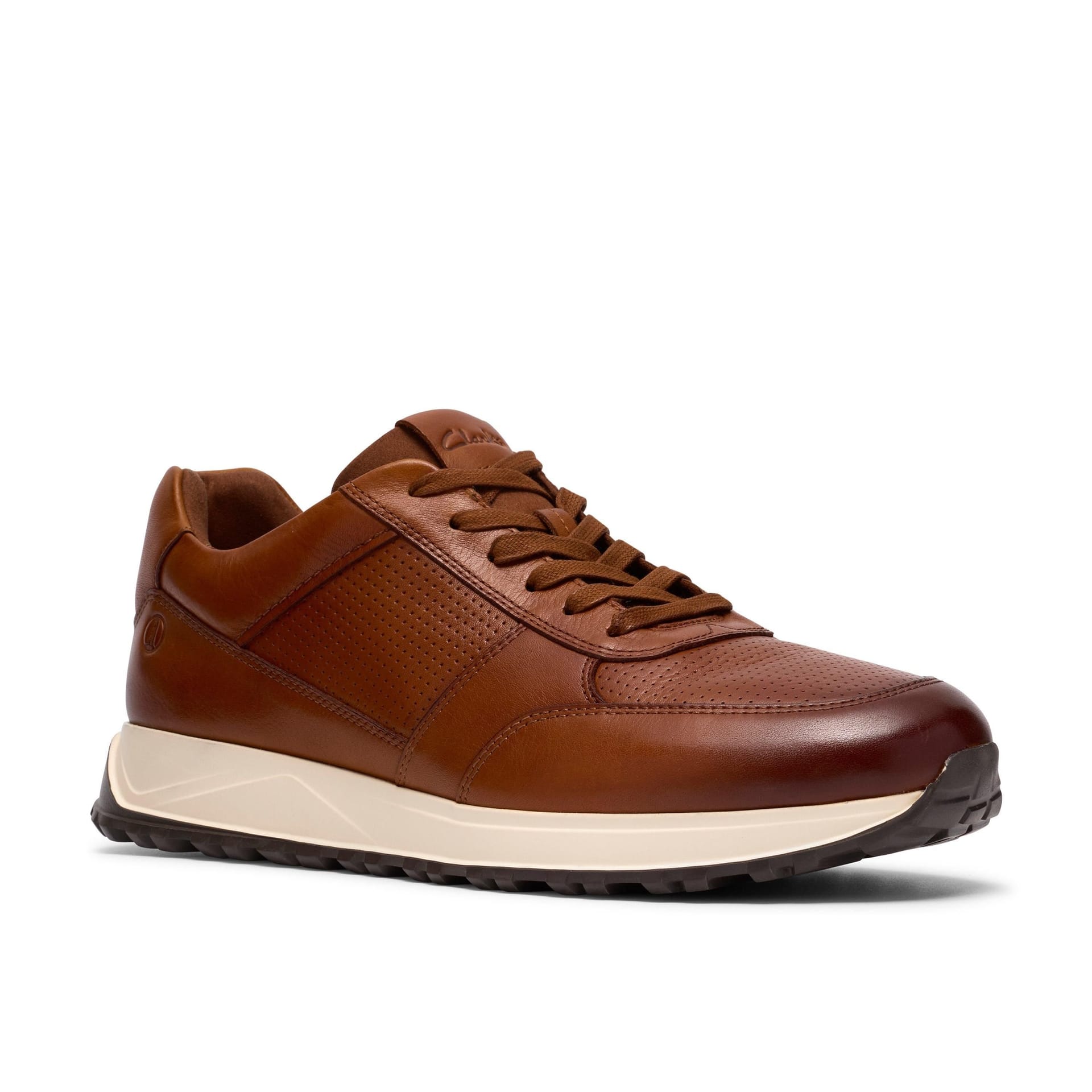 Clarks Clarks Men's Radwell Tie Tan Leather Trainers, Lace Up in Brown - 4