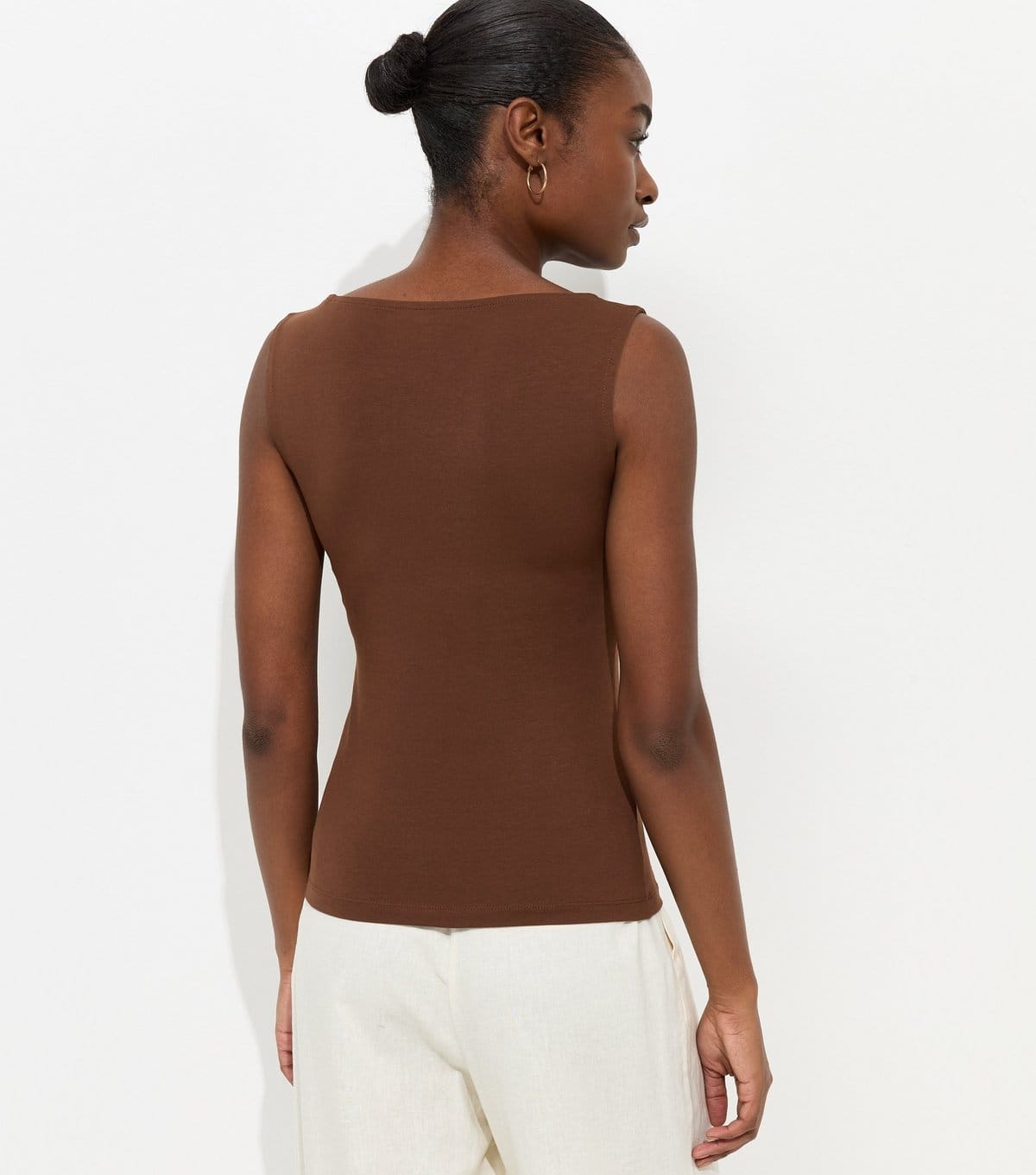 New Look Women's Brown Slash Neck Vest Top New Look - 4