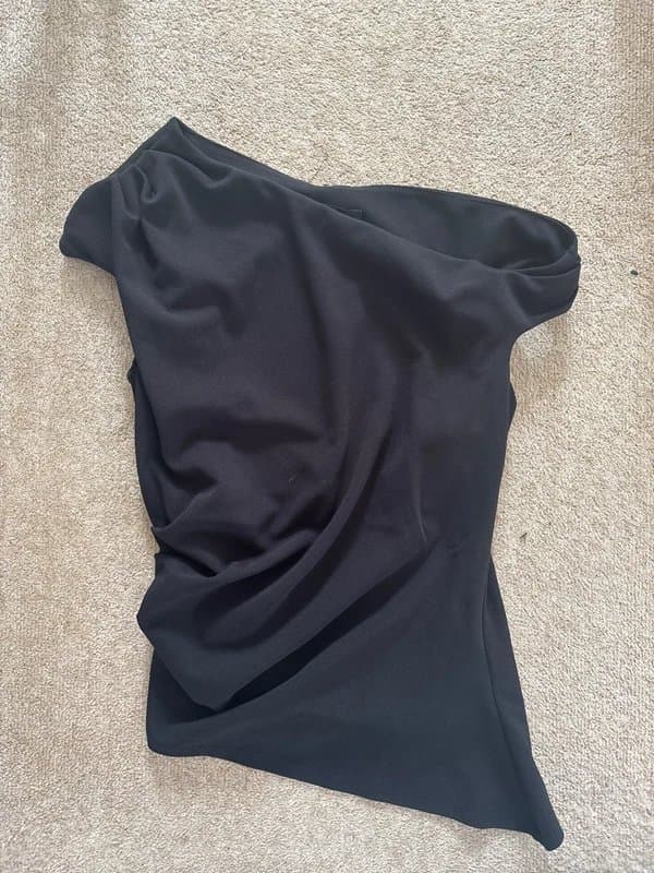 New Look New look black asymmetrical top off shoulder ruched