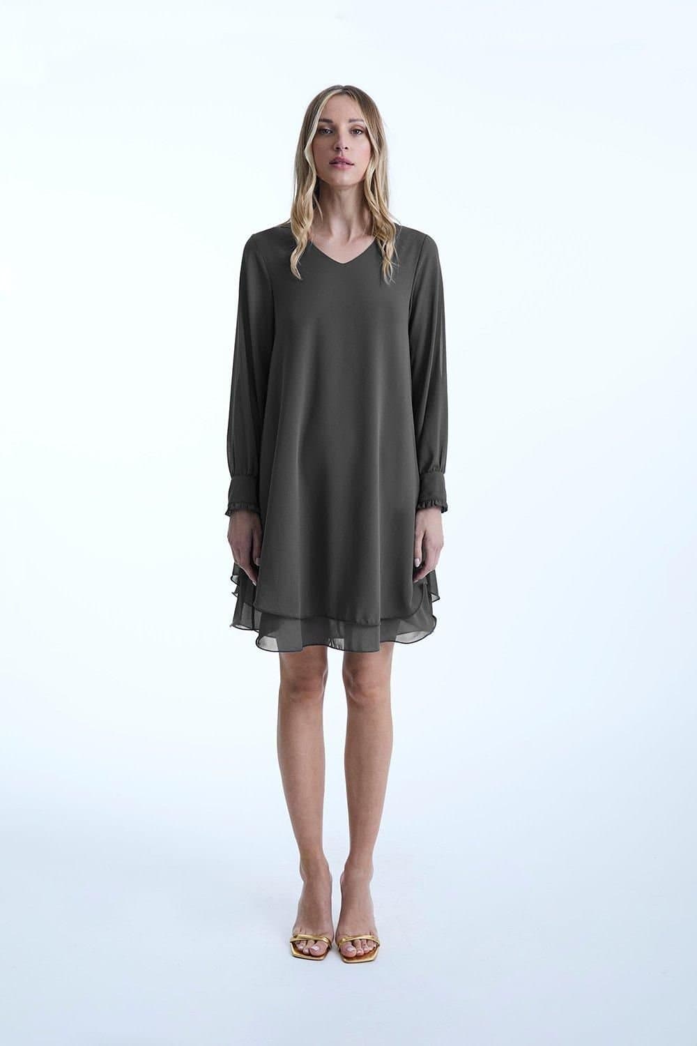 James Lakeland James Lakeland Women's Long Sleeve Charcoal Wave Hem Dress