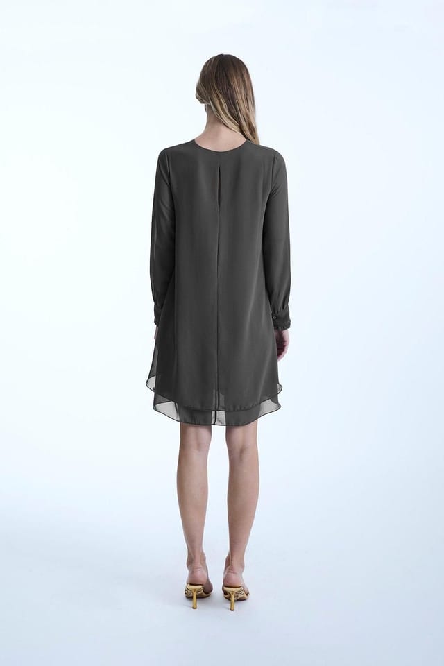 James Lakeland James Lakeland Women's Long Sleeve Charcoal Wave Hem Dress - 2