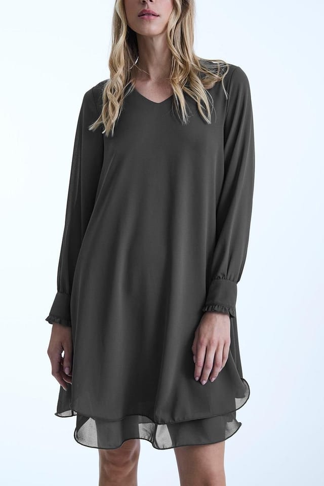James Lakeland James Lakeland Women's Long Sleeve Charcoal Wave Hem Dress - 3
