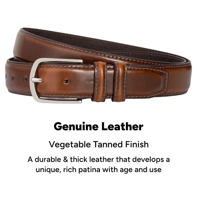Woodland Leathers Woodland Leathers Men's Men's Genuine Leather Classic Belt 1.25 Inch in Tan - 3