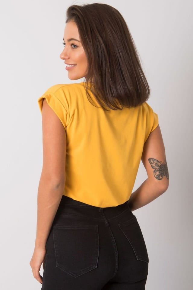 Love Lace Love Lace Women's Everyday Straight Cut Round Neck T-Shirt in Mustard - 2