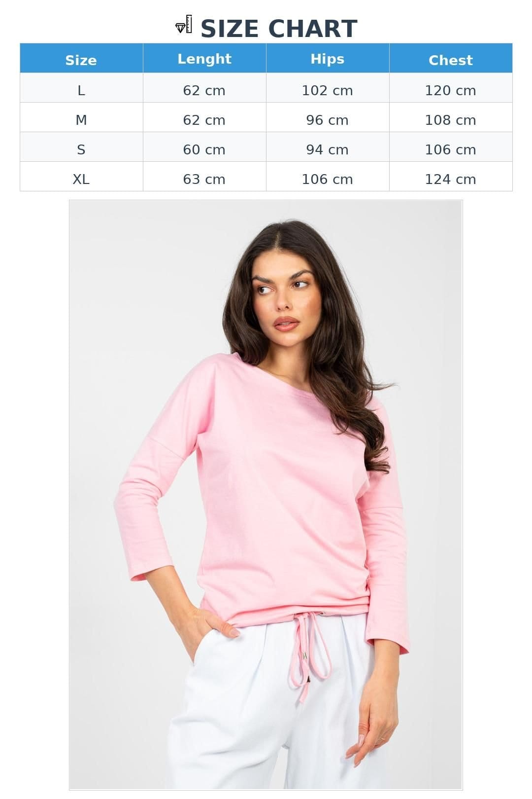 Love Lace Love Lace Women's Cotton Elastane Tie Waist Boat Neck Blouse in Pink - 4