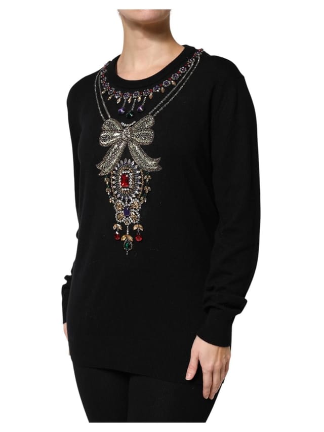 Dolce & Gabbana Dolce & Gabbana Women's Black Cashmere Crystal Embellished Sweater - 2